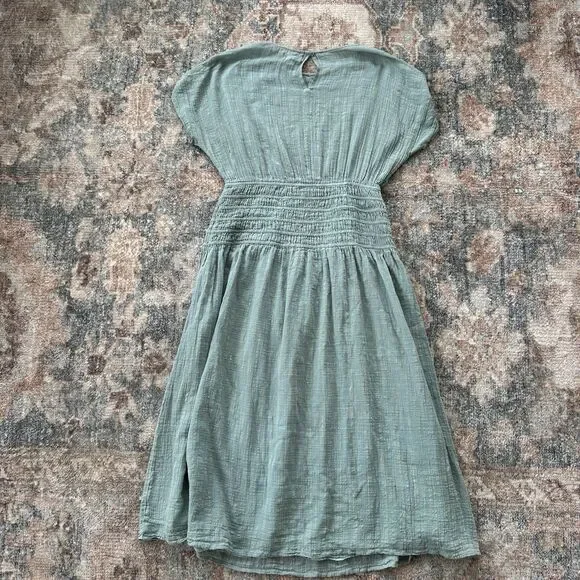 Apiece Apart Mana Blue Midi Dress Cotton Size XL Gauze Muslin Hard To Find - Picture 4 of 5